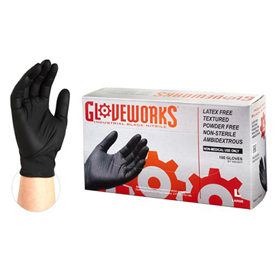 Gloveworks Black Nitrile Utility/Automotive Gloves